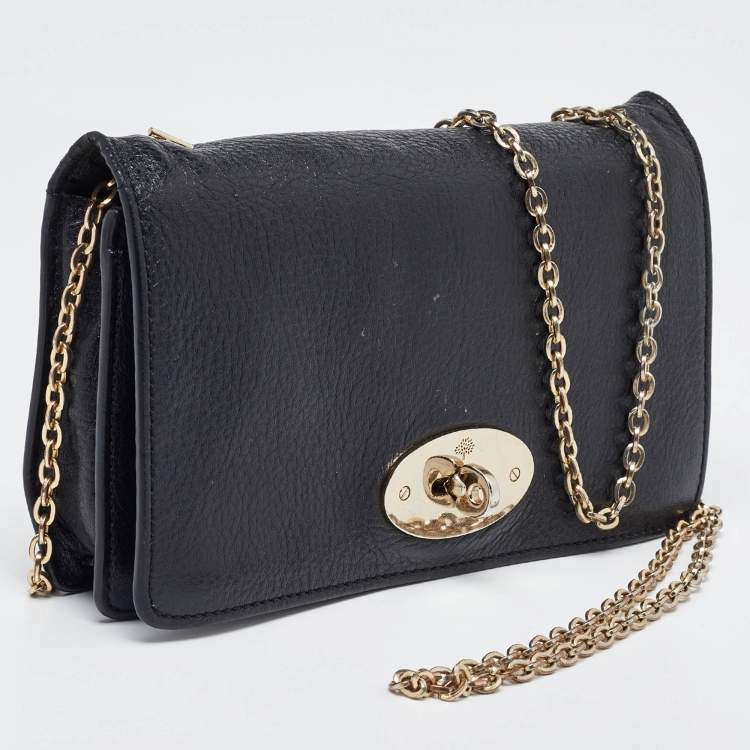 Pre Owned Mulberry Black Leather Bayswater Wallet on Chain