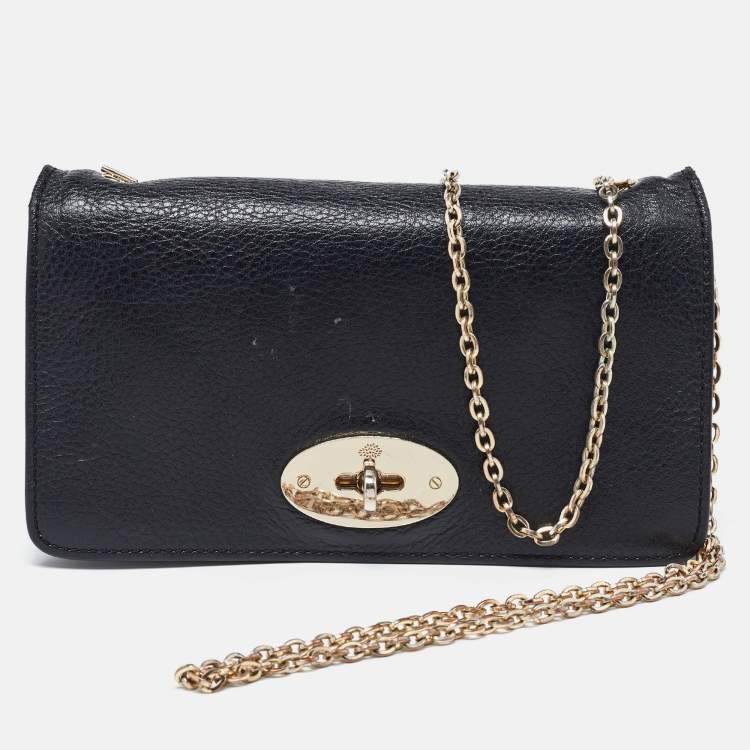 Pre Owned Mulberry Black Leather Bayswater Wallet on Chain