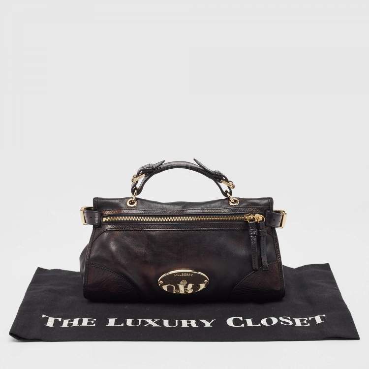 Pre Owned Mulberry Black Leather Taylor Top Handle Bag