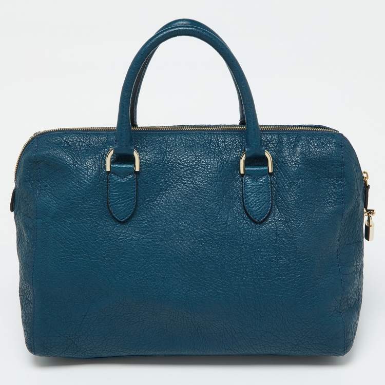 Pre Owned Mulberry Blue Leather Medium Del Rey Satchel