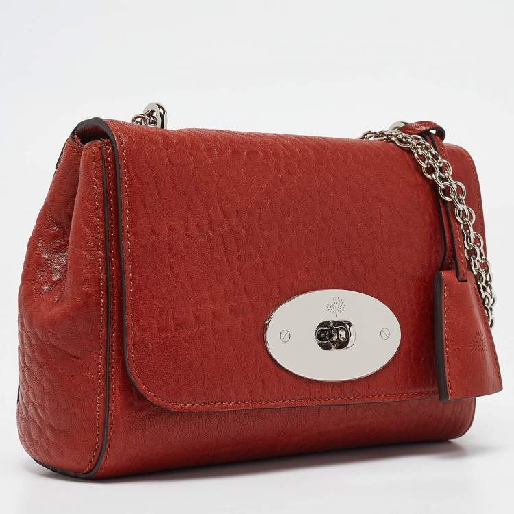 Pre Owned Mulberry Brick Brown Leather Lily Chain Shoulder Bag