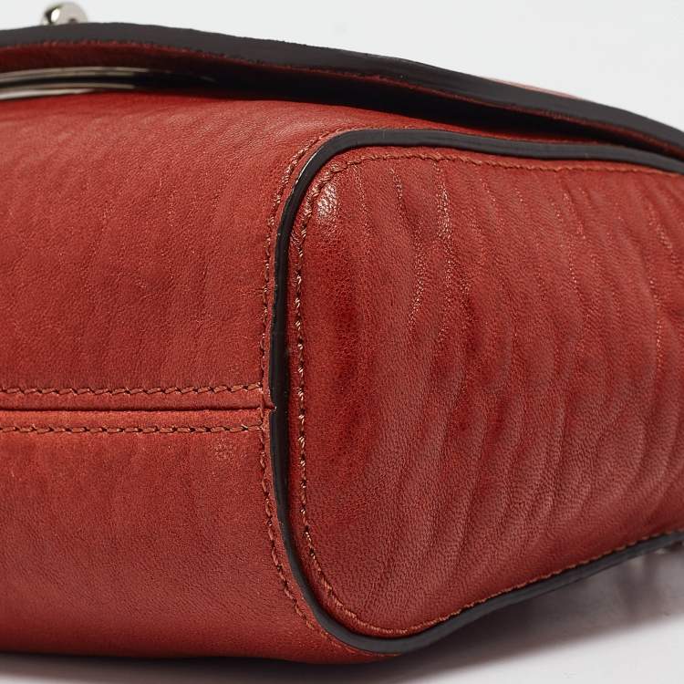 Pre Owned Mulberry Brick Brown Leather Lily Chain Shoulder Bag