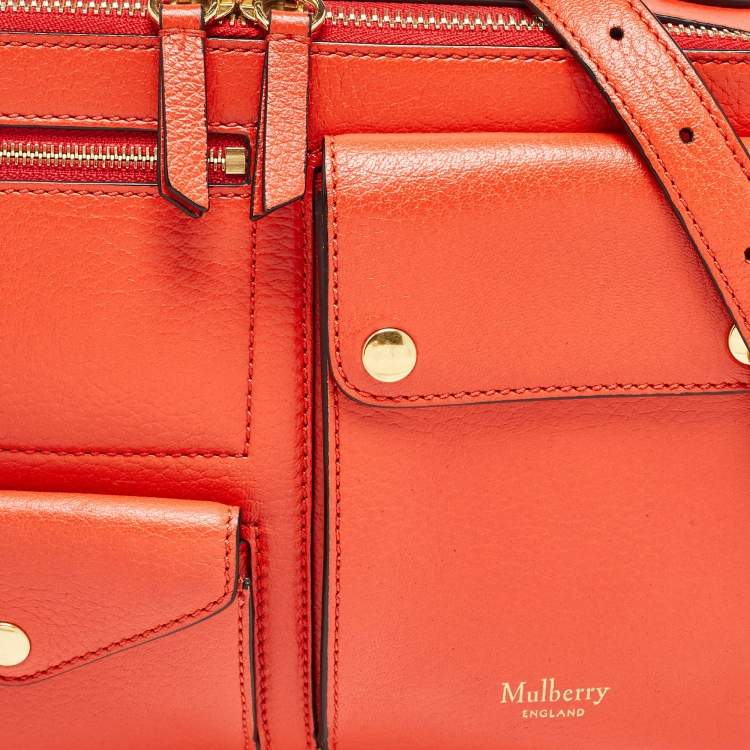 Pre Owned Mulberry Orange Leather Cherwell Square Shoulder Bag