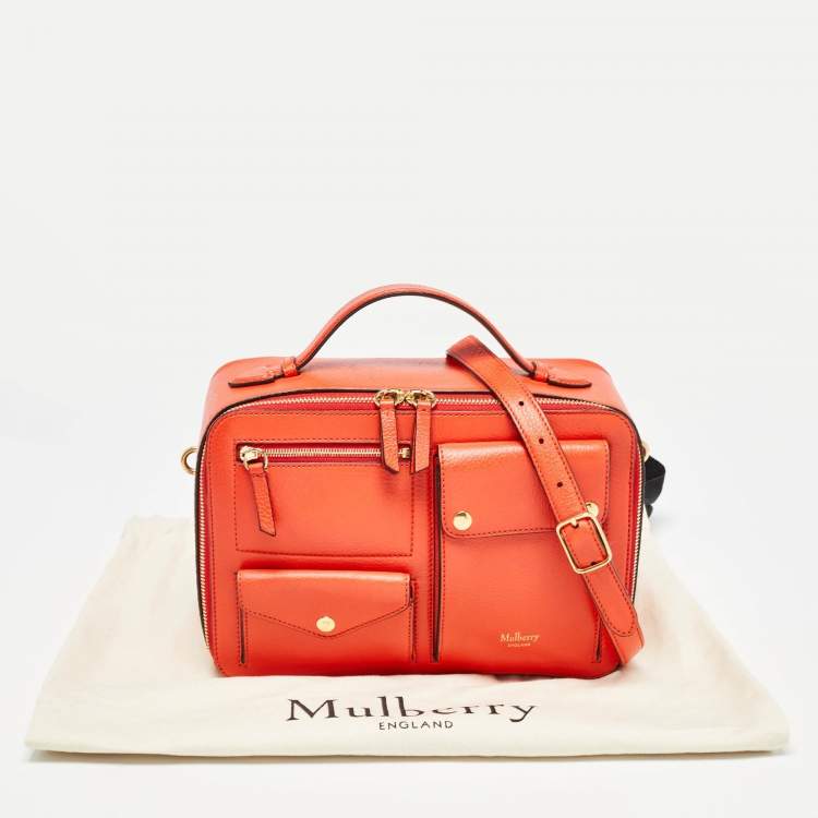 Pre Owned Mulberry Orange Leather Cherwell Square Shoulder Bag