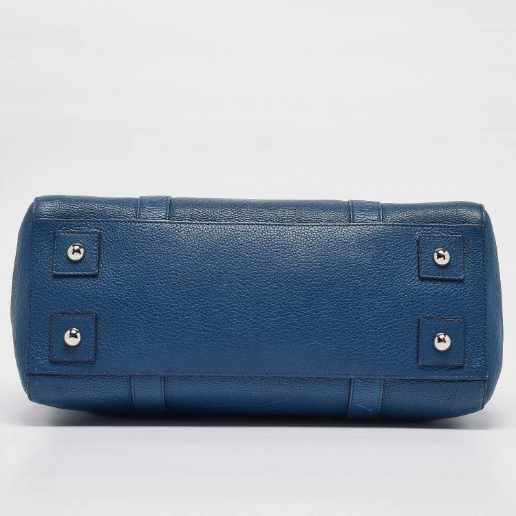 Pre Owned Mulberry Blue Leather Bayswater Double Zip Tote