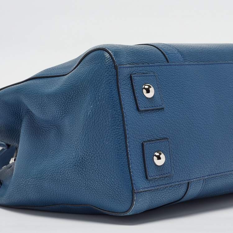 Pre Owned Mulberry Blue Leather Bayswater Double Zip Tote