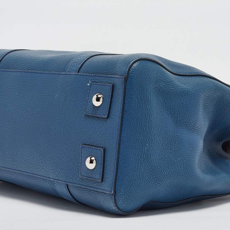 Pre Owned Mulberry Blue Leather Bayswater Double Zip Tote