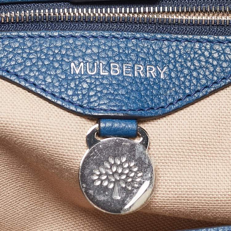 Pre Owned Mulberry Blue Leather Bayswater Double Zip Tote