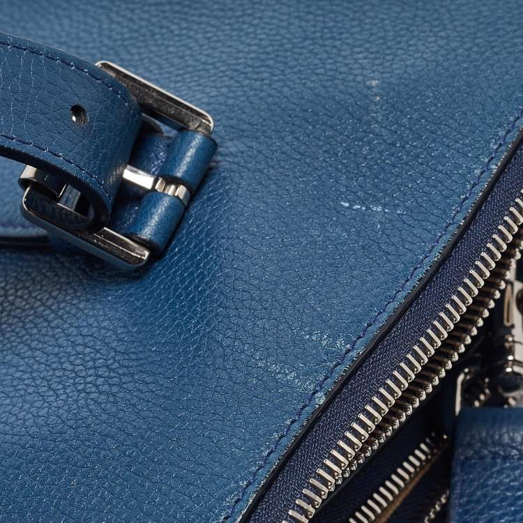 Pre Owned Mulberry Blue Leather Bayswater Double Zip Tote
