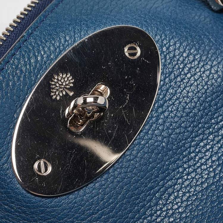 Pre Owned Mulberry Blue Leather Bayswater Double Zip Tote