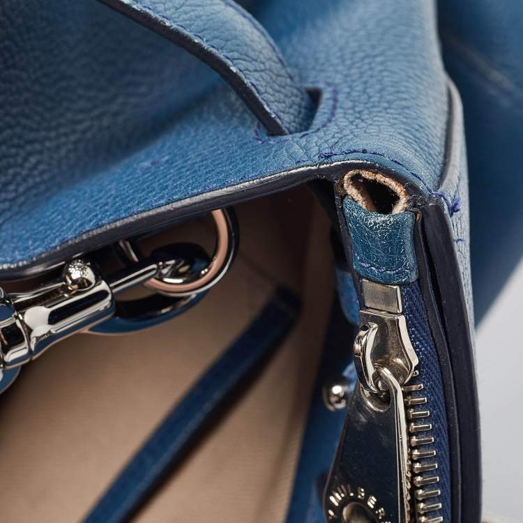 Pre Owned Mulberry Blue Leather Bayswater Double Zip Tote