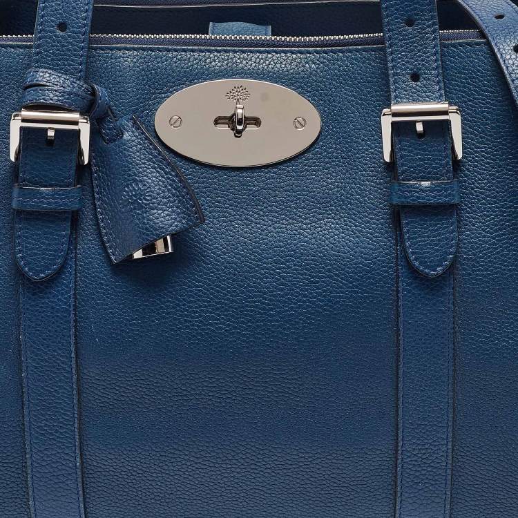 Pre Owned Mulberry Blue Leather Bayswater Double Zip Tote