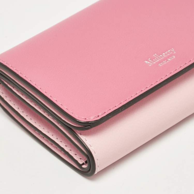 Pre Owned Mulberry Two Tone Pink Leather Trifold Compact Wallet