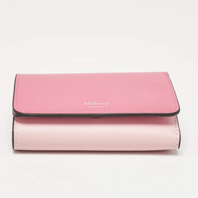Pre Owned Mulberry Two Tone Pink Leather Trifold Compact Wallet