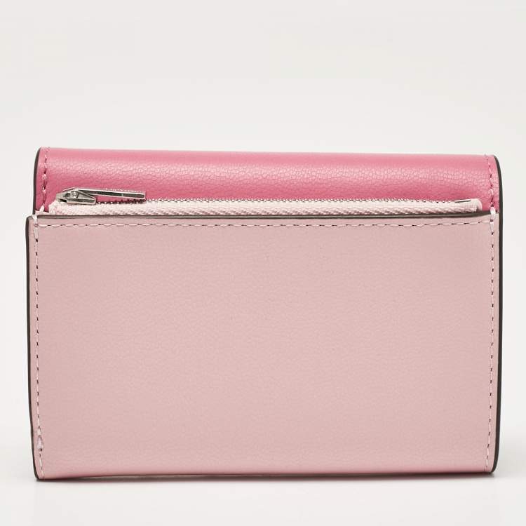 Pre Owned Mulberry Two Tone Pink Leather Trifold Compact Wallet