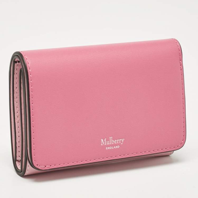 Pre Owned Mulberry Two Tone Pink Leather Trifold Compact Wallet