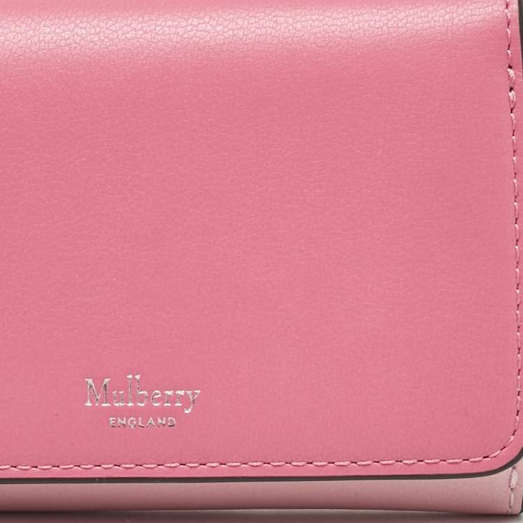 Pre Owned Mulberry Two Tone Pink Leather Trifold Compact Wallet