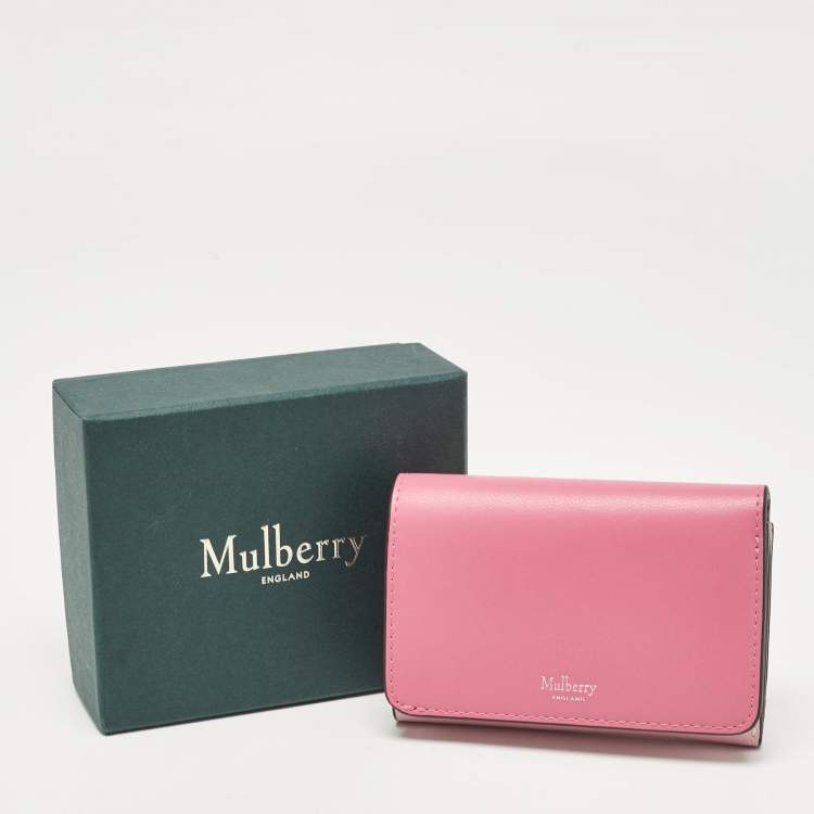 Pre Owned Mulberry Two Tone Pink Leather Trifold Compact Wallet