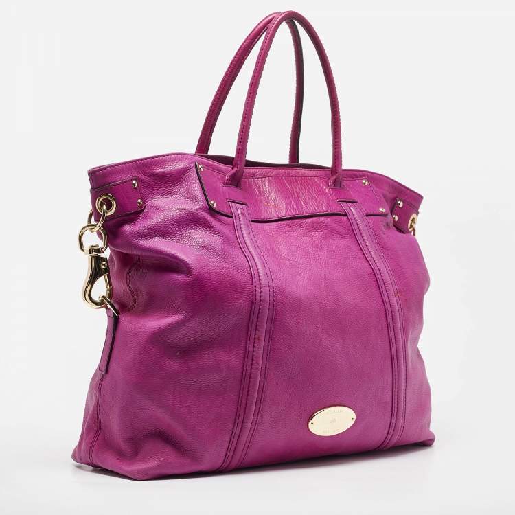 Pre Owned Mulberry Purple Leather North South Abigail Tote