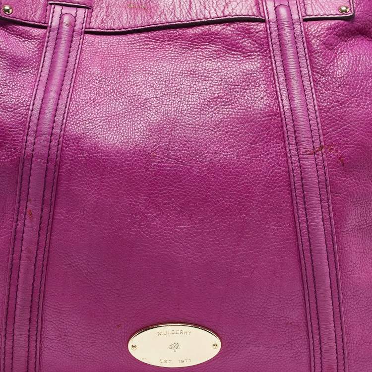 Pre Owned Mulberry Purple Leather North South Abigail Tote