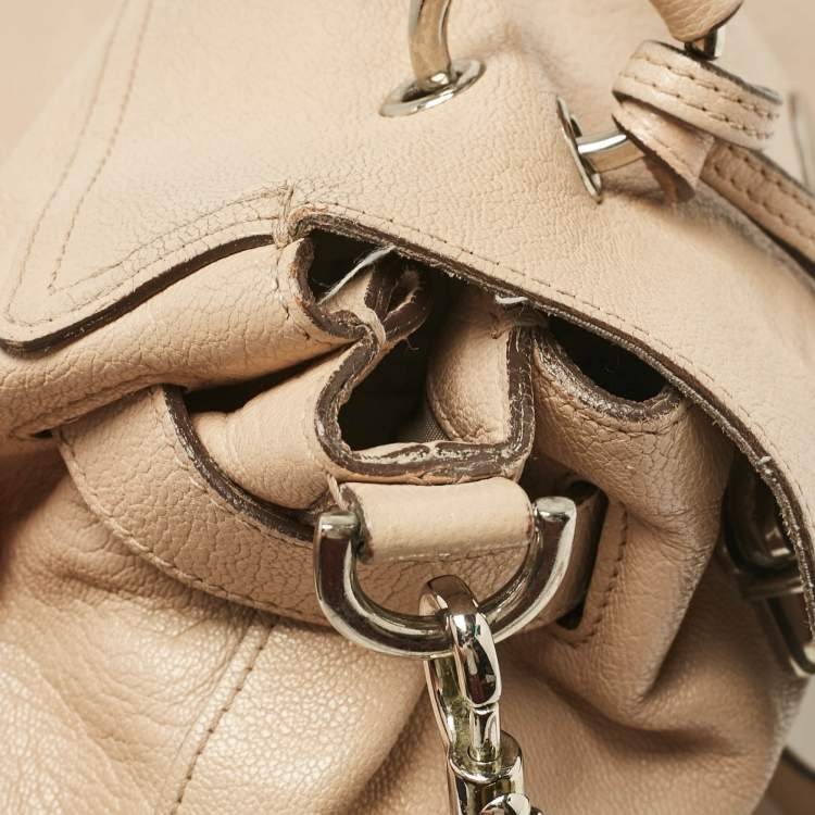 Pre Owned Mulberry Beige Leather Postman Lock Top Handle Bag