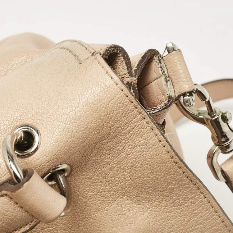 Pre Owned Mulberry Beige Leather Postman Lock Top Handle Bag
