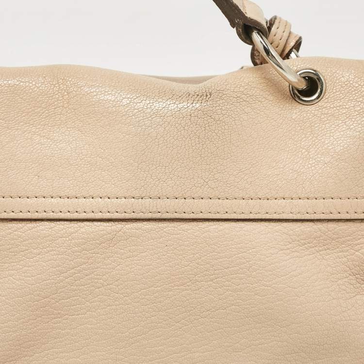 Pre Owned Mulberry Beige Leather Postman Lock Top Handle Bag