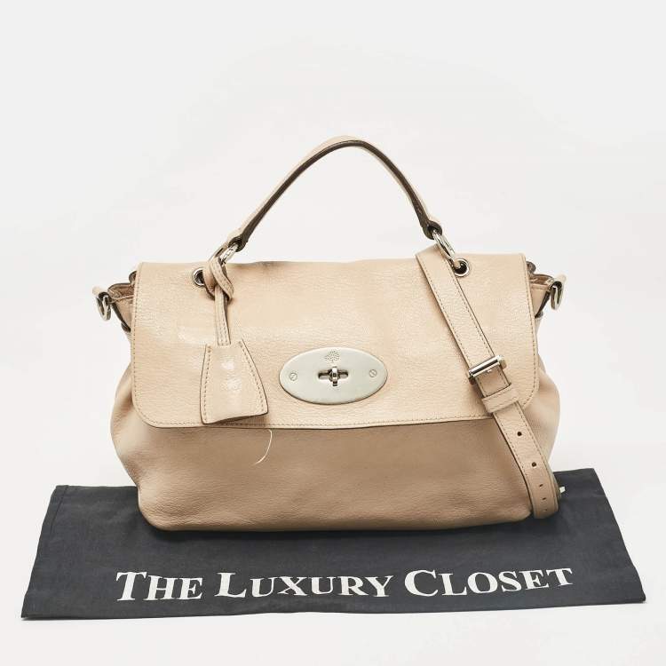 Pre Owned Mulberry Beige Leather Postman Lock Top Handle Bag