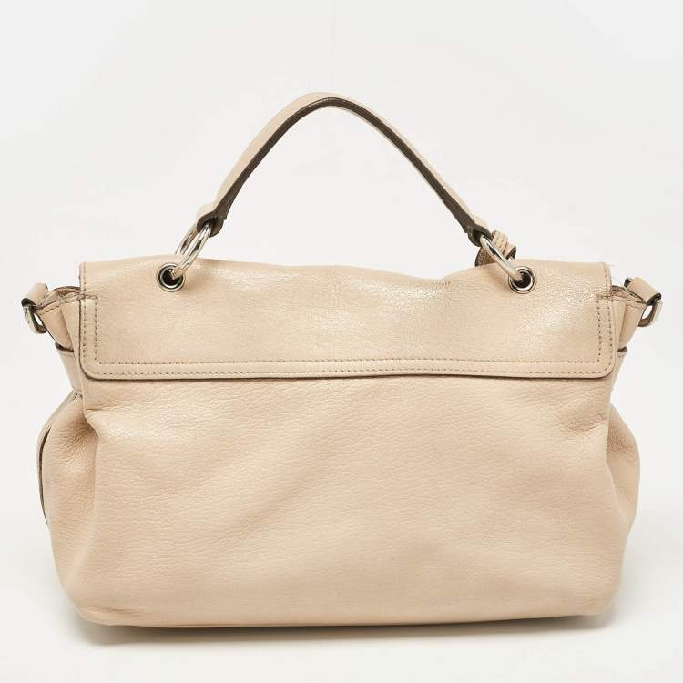 Pre Owned Mulberry Beige Leather Postman Lock Top Handle Bag