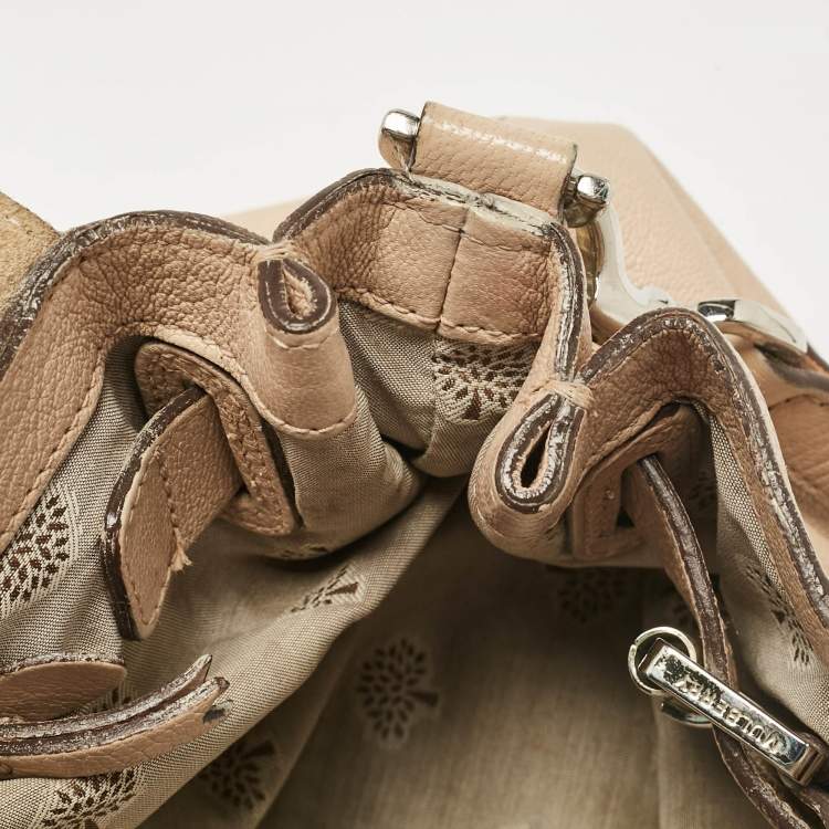 Pre Owned Mulberry Beige Leather Postman Lock Top Handle Bag