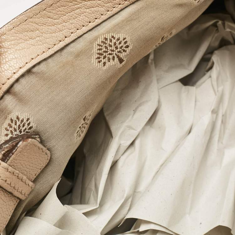 Pre Owned Mulberry Beige Leather Postman Lock Top Handle Bag