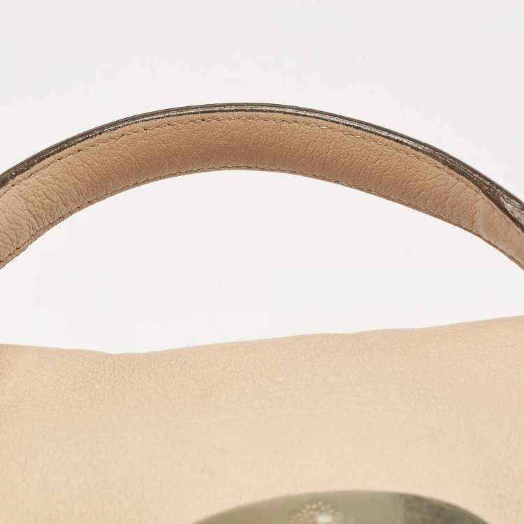 Pre Owned Mulberry Beige Leather Postman Lock Top Handle Bag