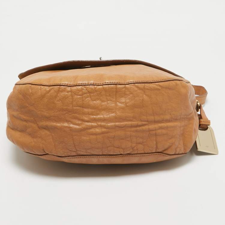 Pre Owned Mulberry Tan Leather Postman Lock Hobo