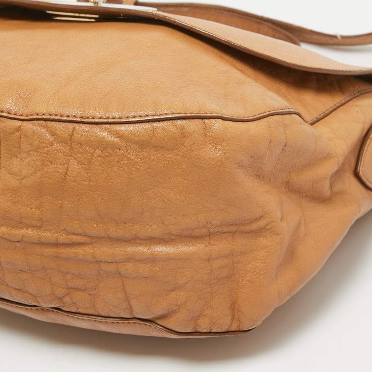 Pre Owned Mulberry Tan Leather Postman Lock Hobo