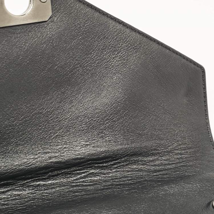 Pre Owned Mulberry Black/Metallic Leather Delphie Duo Chain Shoulder Bag