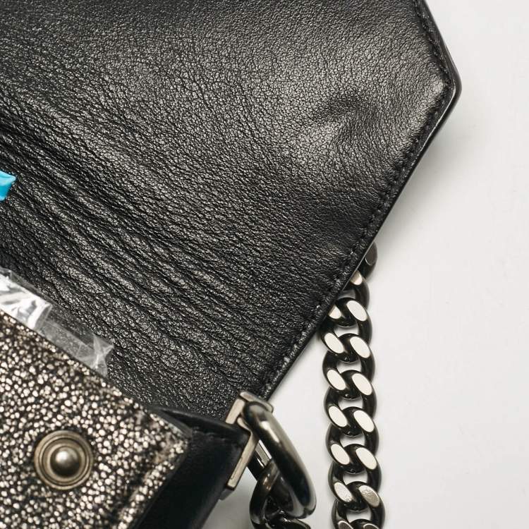 Pre Owned Mulberry Black/Metallic Leather Delphie Duo Chain Shoulder Bag