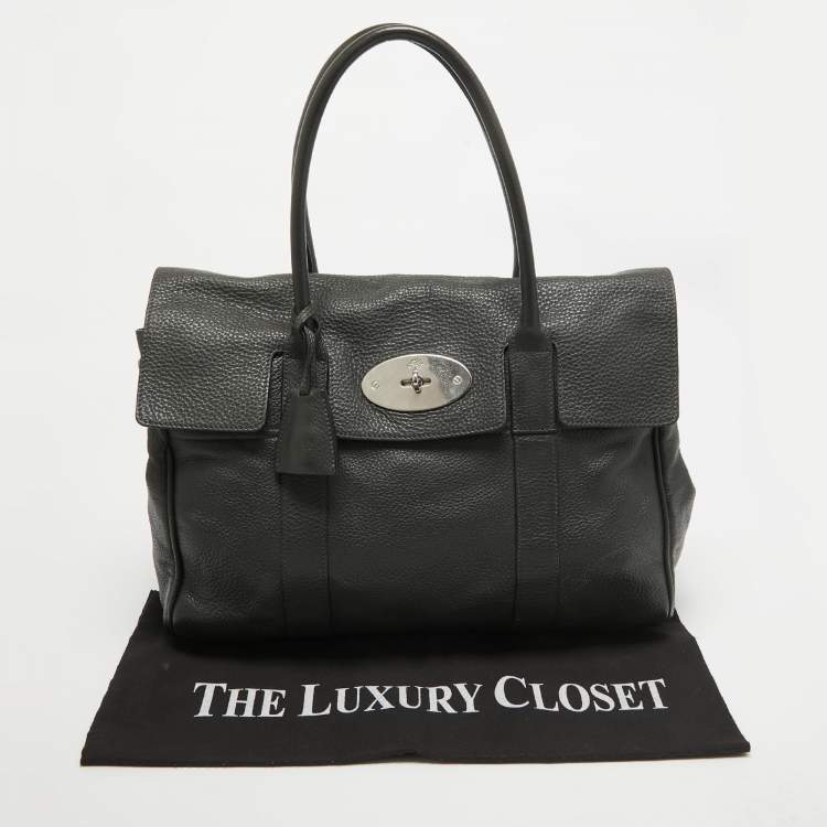 Pre Owned Mulberry Dark Grey Leather Bayswater Satchel
