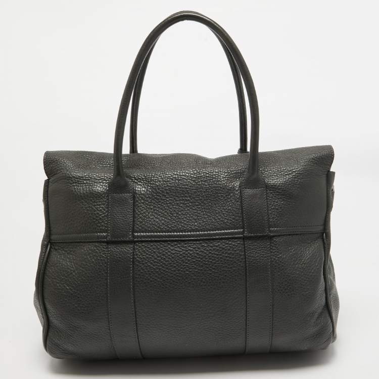 Pre Owned Mulberry Dark Grey Leather Bayswater Satchel