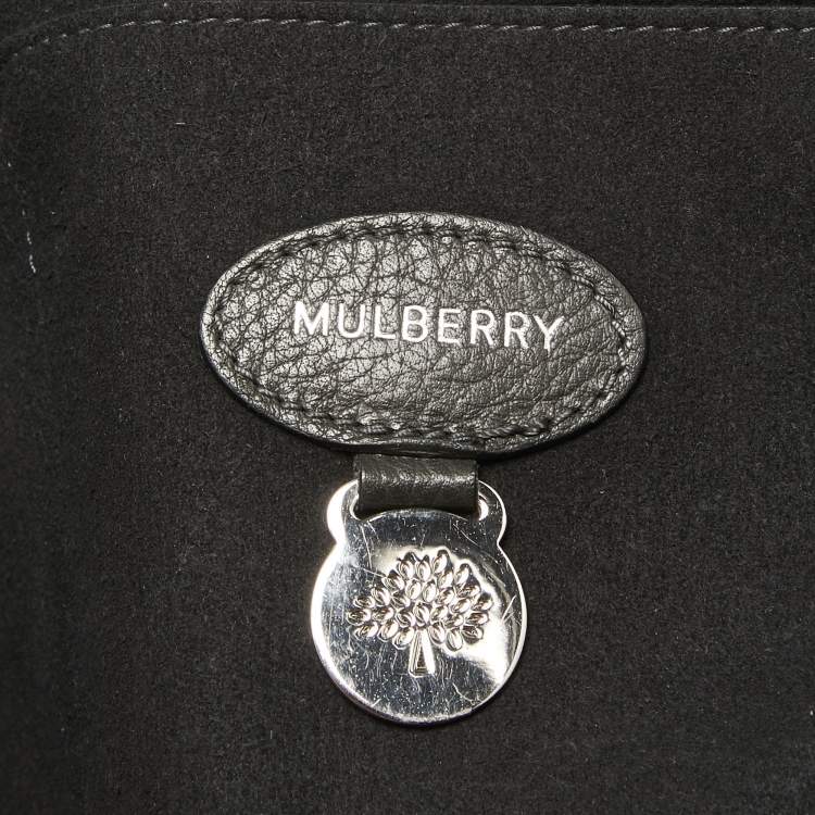 Pre Owned Mulberry Dark Grey Leather Bayswater Satchel