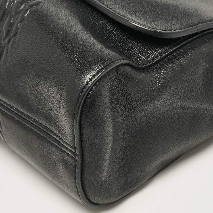 Pre Owned Mulberry Black Croc Embossed Leather and Leather Medium Lily Shoulder Bag