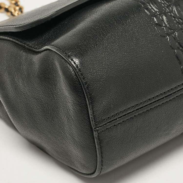 Pre Owned Mulberry Black Croc Embossed Leather and Leather Medium Lily Shoulder Bag