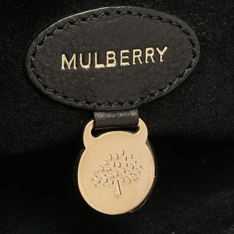 Pre Owned Mulberry Black Croc Embossed Leather and Leather Medium Lily Shoulder Bag