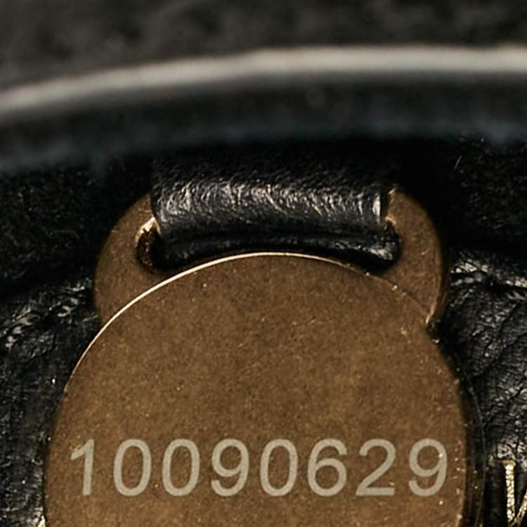 Pre Owned Mulberry Black Croc Embossed Leather and Leather Medium Lily Shoulder Bag