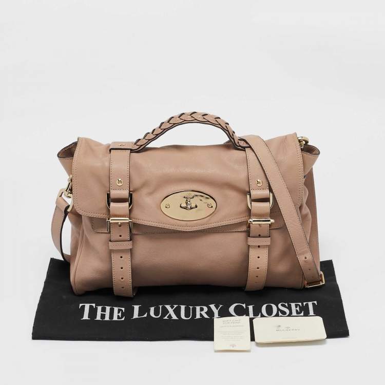 Pre Owned Mulberry Old Rose Textured Leather Small Alexa Satchel