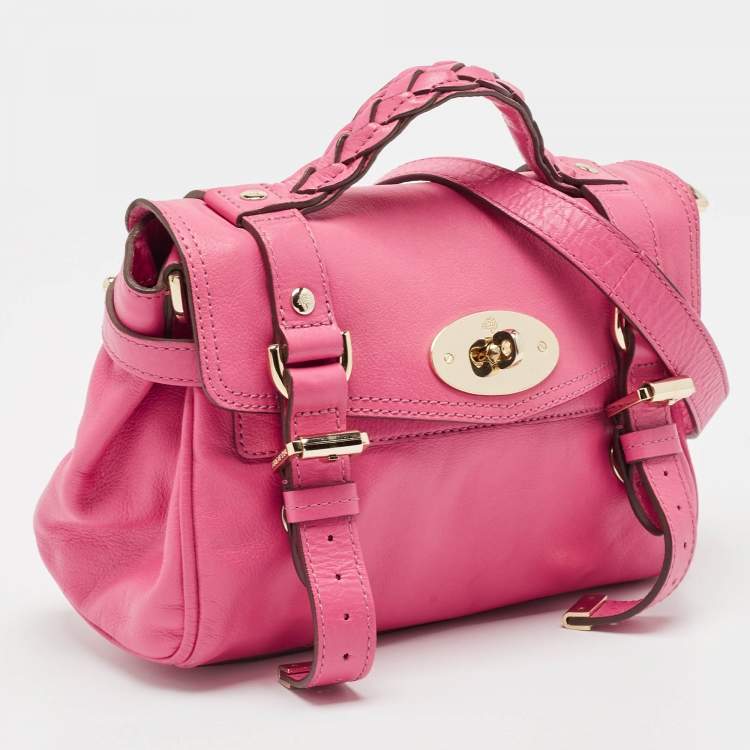 Pre Owned Mulberry Pink Leather Mini Alexa Crossbody Bag