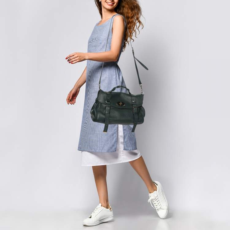 Pre Owned Mulberry Green Leather Alexa Shoulder Bag
