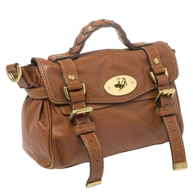 Pre Owned Mulberry Brown Leather Mini Alexa Crossbody Bag