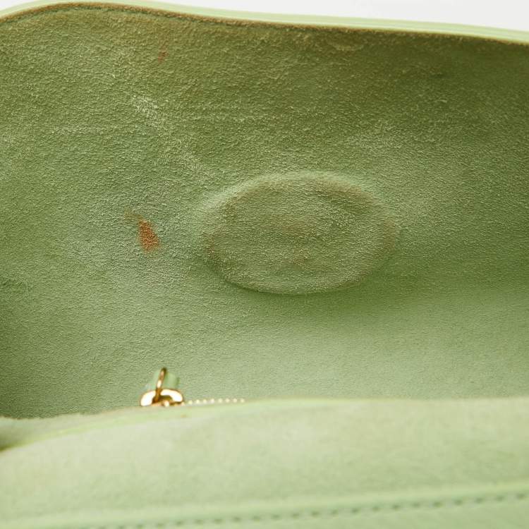 Pre Owned Mulberry Mint Green Leather Cecily Flower Top Handle Bag