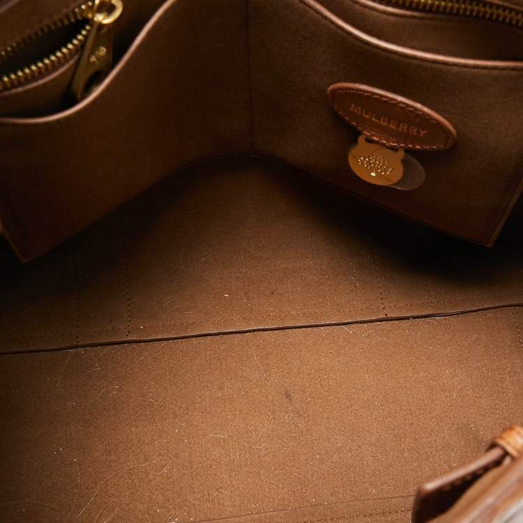 Pre Owned Mulberry Brown Croc Embossed Leather Bayswater Satchel