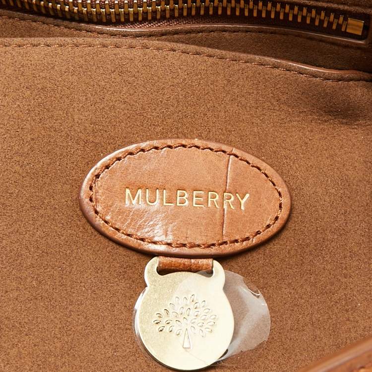 Pre Owned Mulberry Brown Croc Embossed Leather Bayswater Satchel